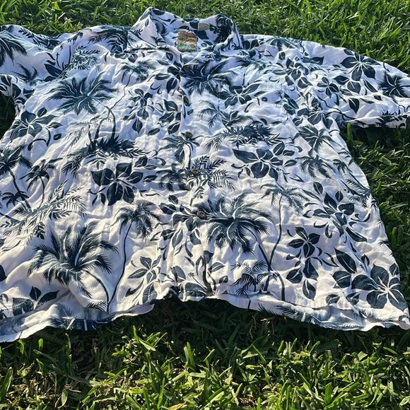 Pineapple connection med Hawaiian print short sleeve button up shirt navy white - Picture 3 of 9